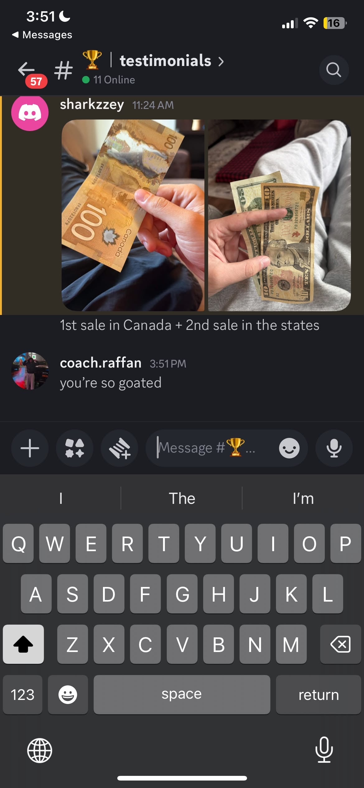 Coach Raffan student success — testimonial screenshot