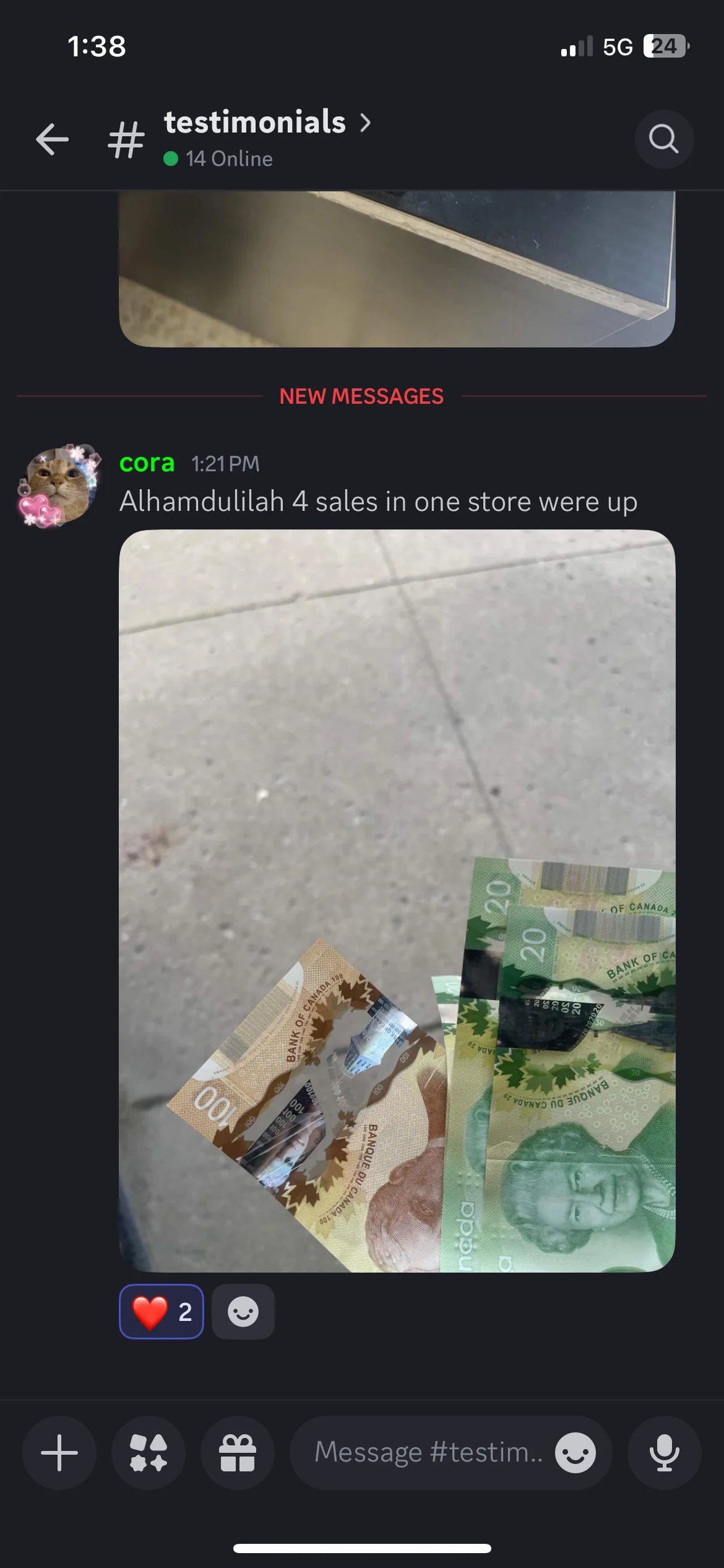 Canadian bills: "Alhamdulilah, 4 sales in one store were up"